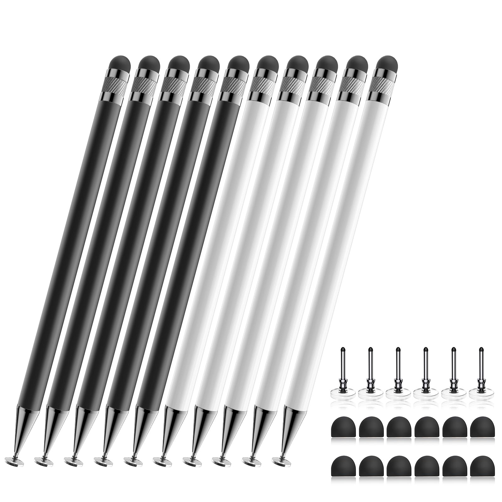 Photo 1 of Bopomofo Stylus (10 Pcs), 2-in-1 Stylus Pen for Touchscreen, High Precision and Sensitivity, Suitable for iPhone/ipad/Android Tablets, Compatible with All Touch Screens,Black/White
