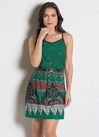 vestido de festa curto estampado