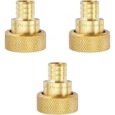 Pronese 3 Pack Pure-Flow &amp; Lead-Free Polly Alloy Brass Pex Crimp Supply Adapter, 3/4 Inch With 1 Copper Ring Crimp For Supply Line