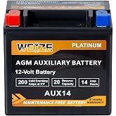 Weize AUX14 AGM Auxiliary Battery, 36 Months Warranty, 200CCA, BCI Group 400 Battery