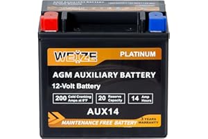 Weize AUX14 AGM Auxiliary Battery, 36 Months Warranty, 200CCA, BCI Group 400 Battery