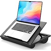 HUANUO Lap Desk with 8 Adjustable Angles &ndash; Up to 15.6" Laptop, Black | Dual-cushion base, carry handle, 30% thicker for durability, wider anti-slip ledge, for home office, sofa, bed, car