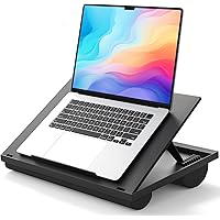 Adjustable Lap Desk - HUANUO 8 Adjustable Angles & Dual Cushions Laptop Stand Fits Up to 15.6In for Car, Work Table, Lap Writ
