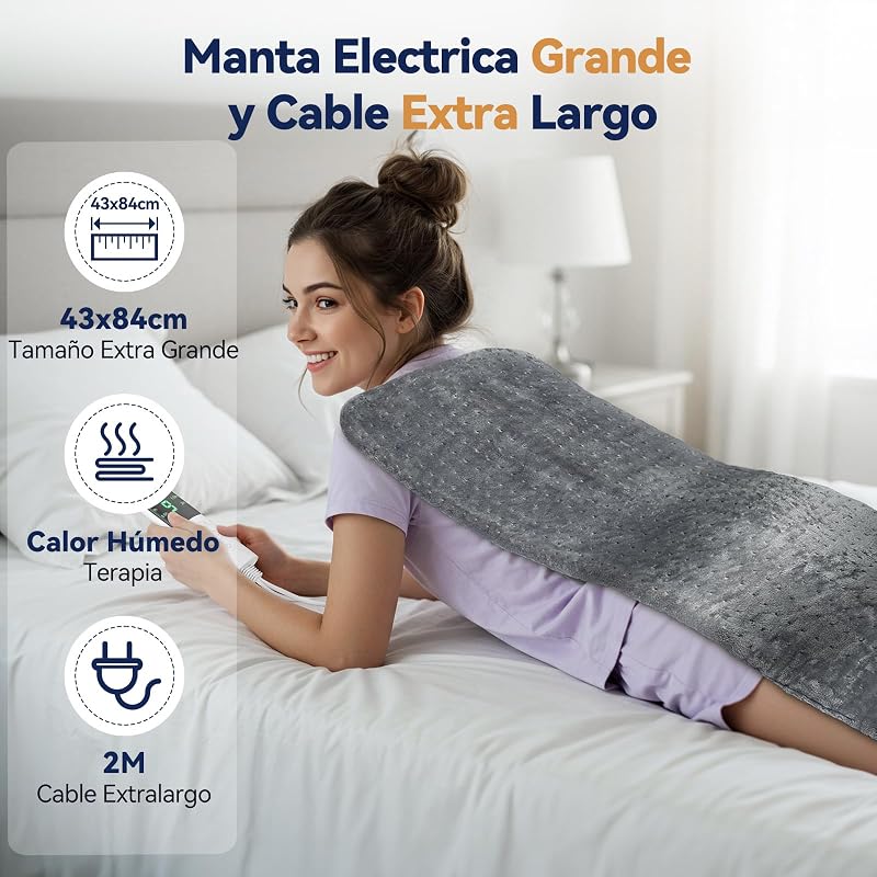 Manta elétrica, manta elétrica lombar, 9 temperaturas e 4 temporizadores