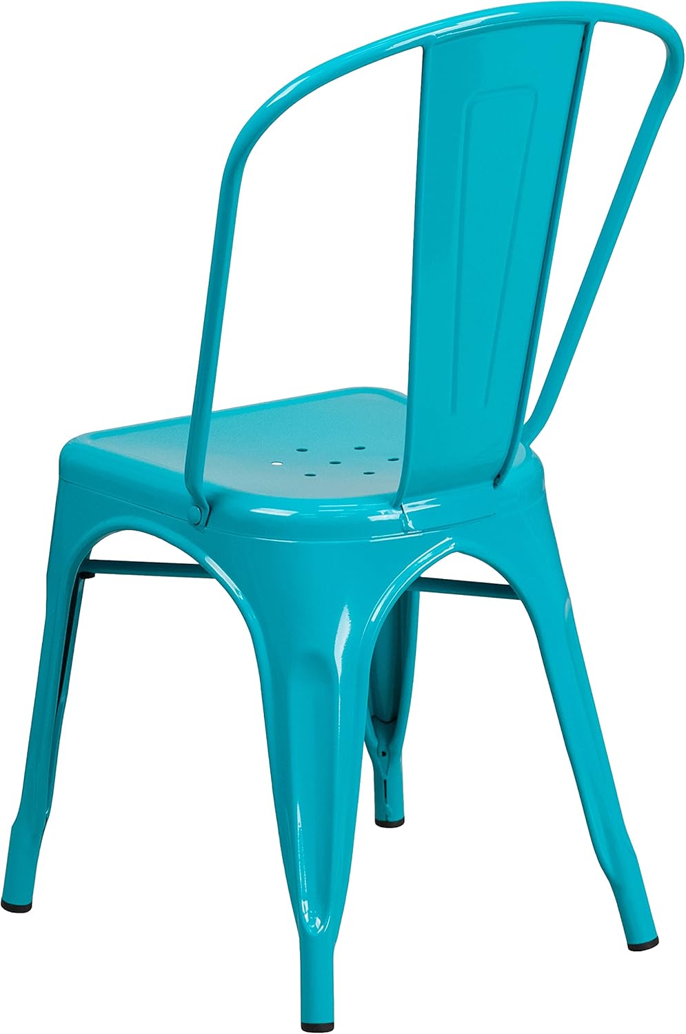 Flash Furniture Commercial Grade 4 Pack Crystal Teal-Blue Metal Indoor-Outdoor Stackable Chair: Garden & Outdoor