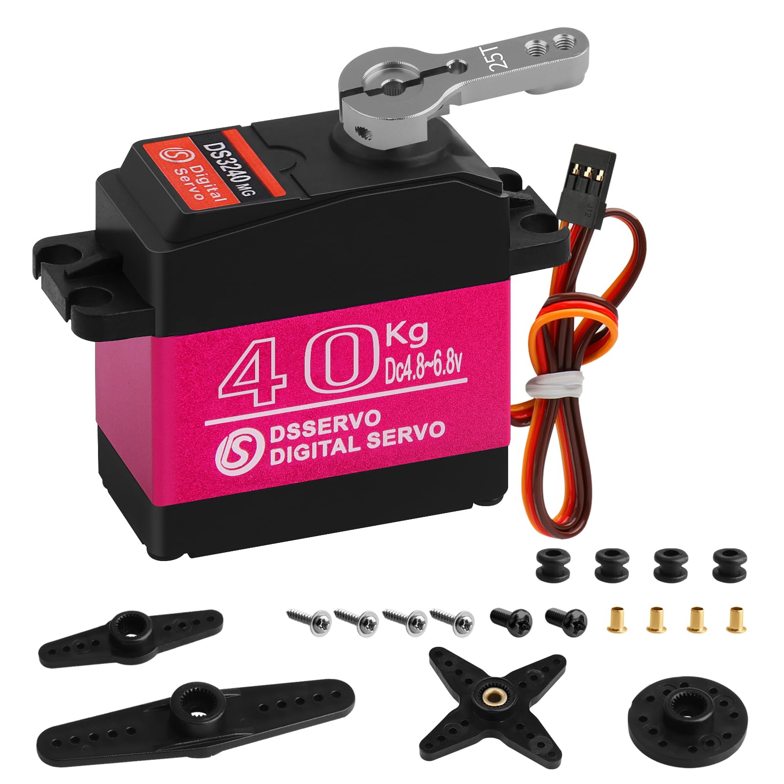 Photo 1 of 40KG High RC Servo High Torque Servo Motors Digital Servo Waterproof Full Metal Gear Steering Servo with 25T for 1/8 1/10 1/12 RC Car Crawler Robot Control Angle 270°