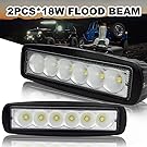Safego 18W LED Work Light Bar Flood 12V 24V Off-Road Worklight 4WD Car 4X4 Fog Driving Lamp for Truck ATV 60 Degree
