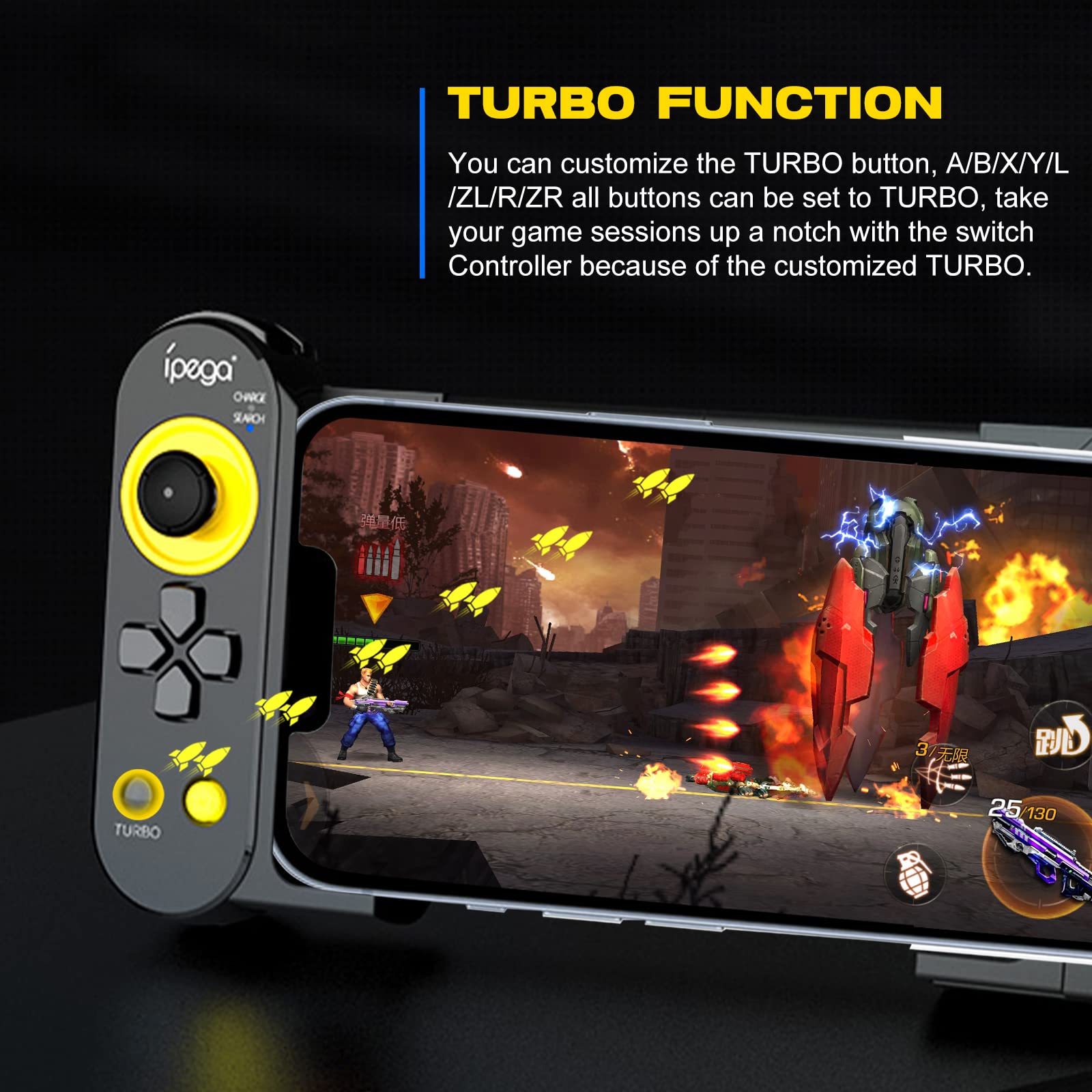 Joso Bluetooth Gaming Controller for iPhone, Android, PC, Direct Play, Stretchable, Gamepad Joystick for iPhone 14 13 12 Pro Max, Galaxy S23 S22 Ultra, iPad mini, Tablet Under 10