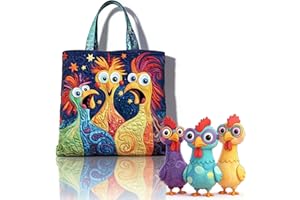 Quilted Tote Bag for Women, Animals Van Quilted Duffle Bag, Vintage Boho Canvas Weekender Travel Bag for Daily & Travel Use