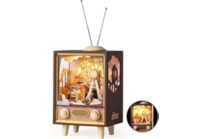 WOWOOD 3D Wooden Puzzles Music Box Rotating Ferris Wheel with Minuet in G Music and LED Lights, DIY Musical Box Book Nook Kits for Adults Crafts/Creative Gifts for Mom Girls Teens (Sunset Carnival)