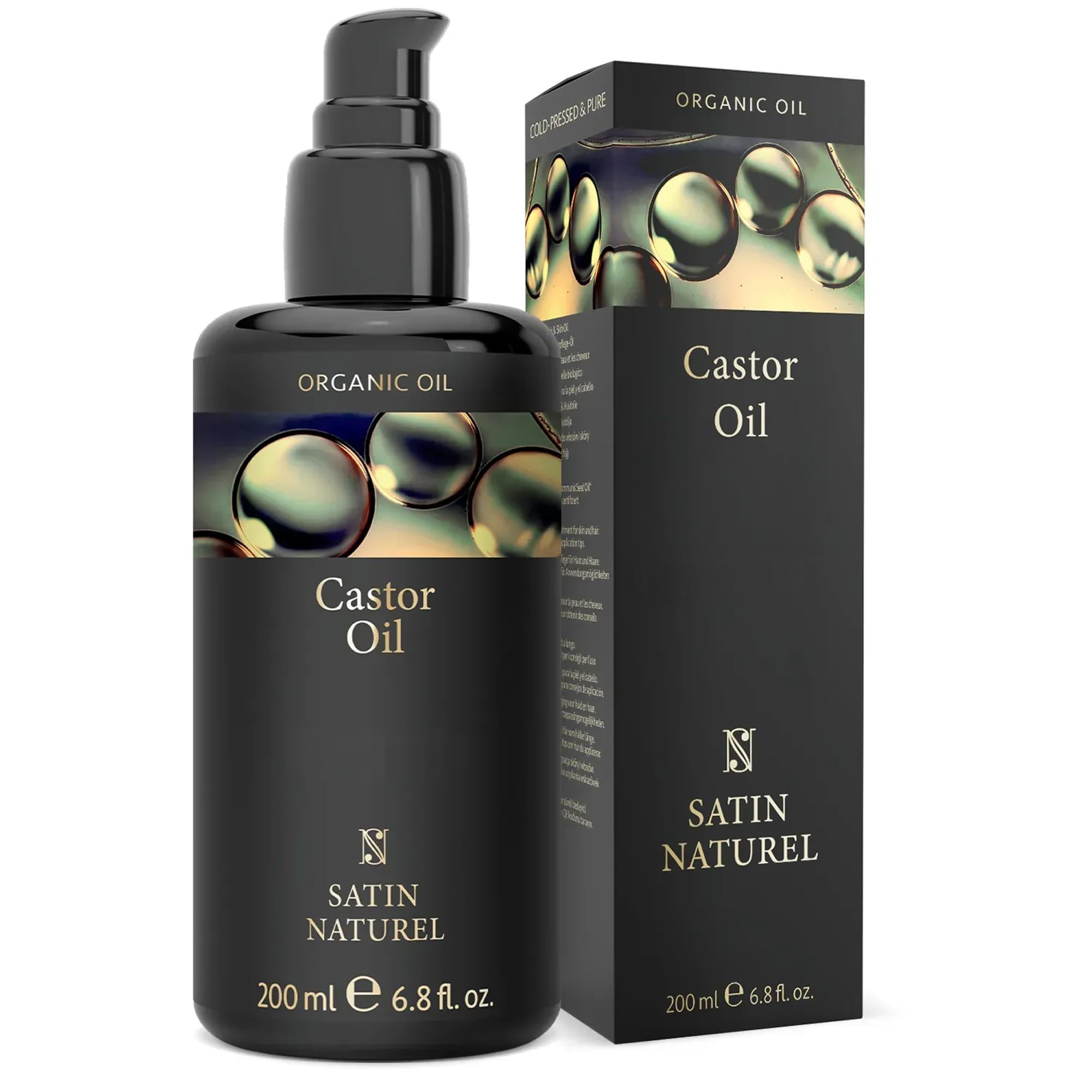 Satin Naturel 200ml Castor Oil Organic Hair Growth Oil - Natural Hair & Eyelash Growth Serum - Castor Oil for Eyelashes - Oil for Hair Growth - Cold Pressed