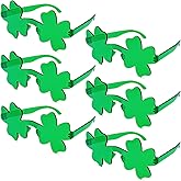 QXBXYHM 6 Pairs St. Patrick's Day Shamrock Sunglasses Four Leaf Clover Glasses Green Shamrock Glasses Irish Glasses