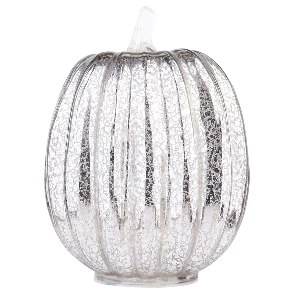 Uonlytech Glass Pumpkin Lantern 8 Inch Indoor Night Light Decorative Table Lamp for Halloween Bedroom Party Decor Without Battery