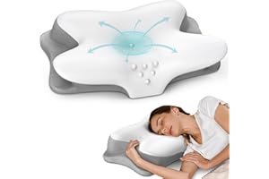 HAMYODO Cervical Neck Pillow for Pain Relief - Ergonomic Side Sleeper Pillow for Sleeping, Contour Orthopedic Pillow for Neck Support, Cooling Memory Foam Pillows for Back & Stomach Sleepers with Pillowcase