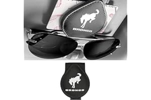 ONKENTET Sunglasses Holder Compatible with Bronco Leather Magnetic Glasses Mount Holder Eyeglasses Sunglasses Clip Visor Sunglass Holder Accessories Gifts for Bronco Sport Owners (Black)
