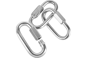 48 Packs Quick Link M4 4MM Stainless Steel Chain Connector by KINJOEK, Heavy Duty D Shape Locking Looks for Hammock, Camping and Outdoor Equipment, Max. Load 500 Lb