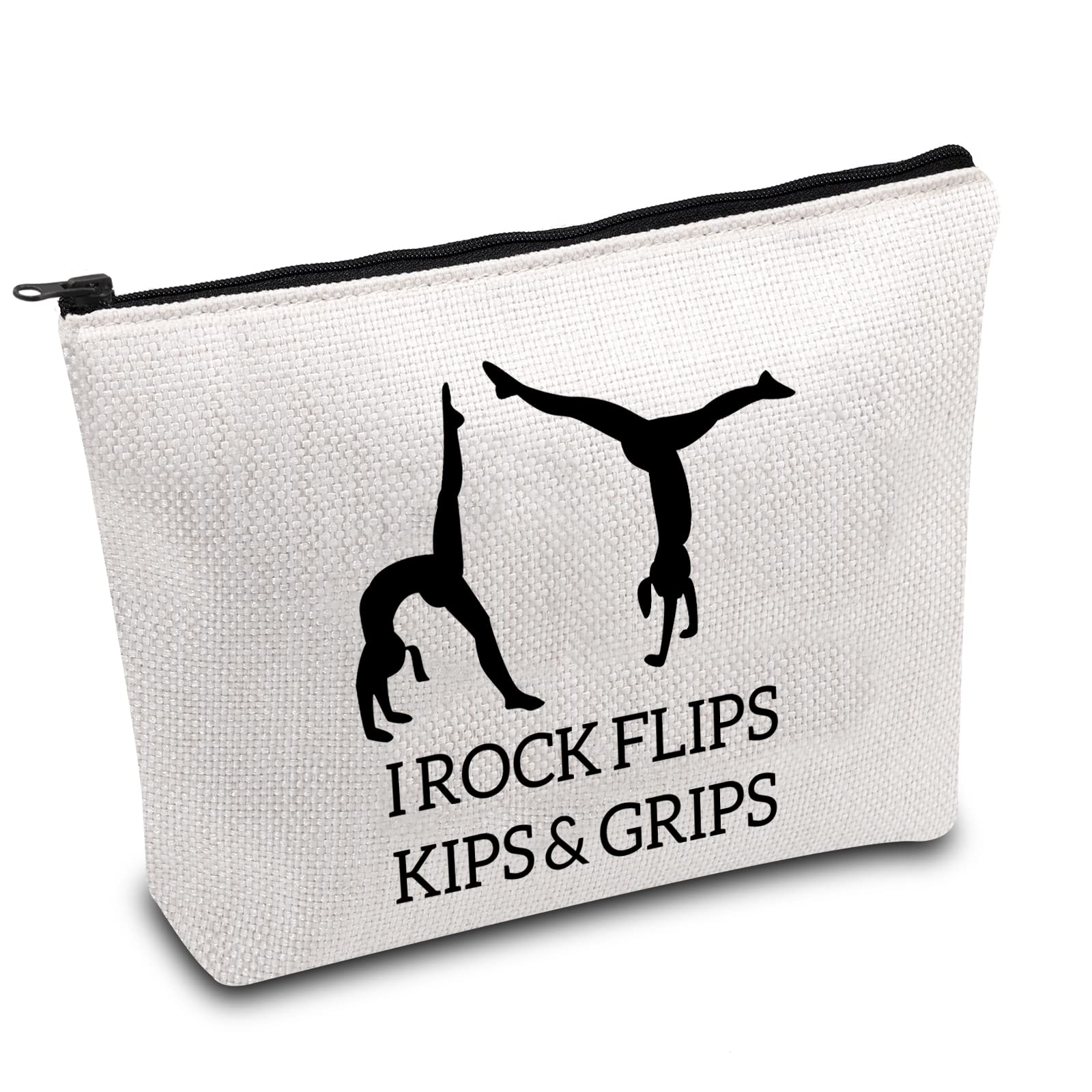 Gymnastics Makeup Bag for Girls Gymnast Gift Gymnastic Coach Gift Gymnastic Team Gift i Rock Flips Kips and Grips Flipping Gymnasts Gift (Rock flip kip)