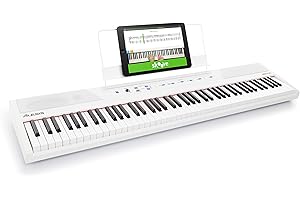 Alesis Recital – 88 Key Digital Piano Keyboard with Semi Weighted Keys, 2x20W Speakers, 5 Voices, Split, Layer and Lesson Mode, FX and Piano Lessons