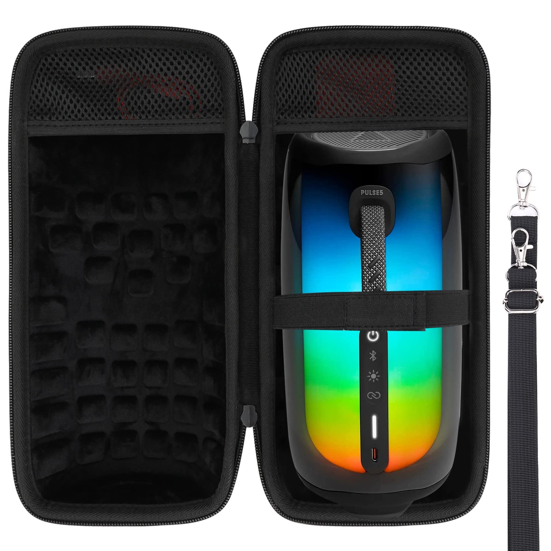 co2CREA Hard Travel Case with Shoulder strap for JBL Pulse 5 Portable Bluetooth Speaker and charging cables, Case only
