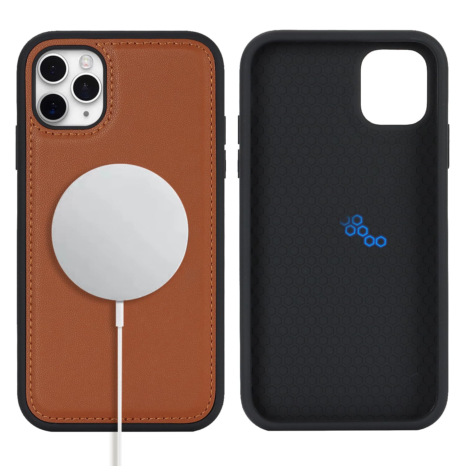 Photo 1 of ?????? for iPhone 15 Pro Max Case magsafe Compatible iPhone 15 Pro Max Phone case for Women Leather Magnetic Cover for Men-Brown