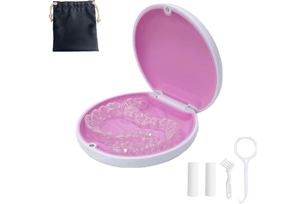 Retainer Case,Cute Slim Aligner Case Compatible with Invisalign,Retainer Holder with Aligner Remover Tool, Chew & Brush,Rope