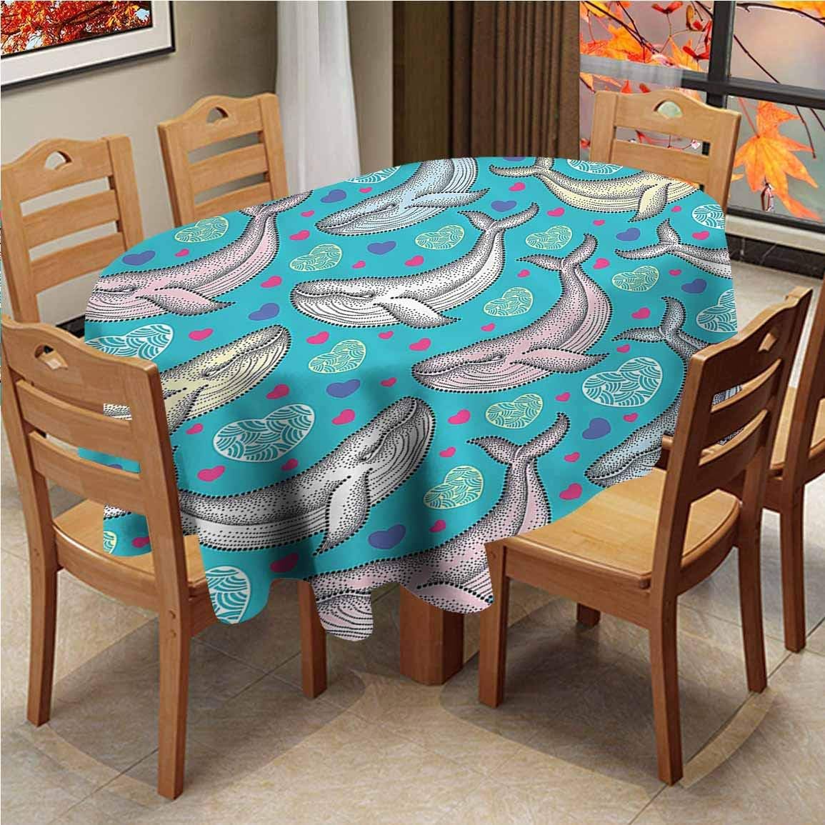 Oval Table Cover Turquoise Decor Collection AntiFading Tablecloths Dotted Humpback