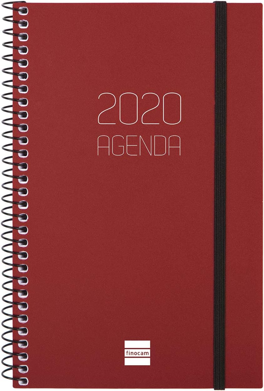 Finocam - Agenda 2020 Week View Landscape Spiral Opaque Bordeaux Catalan