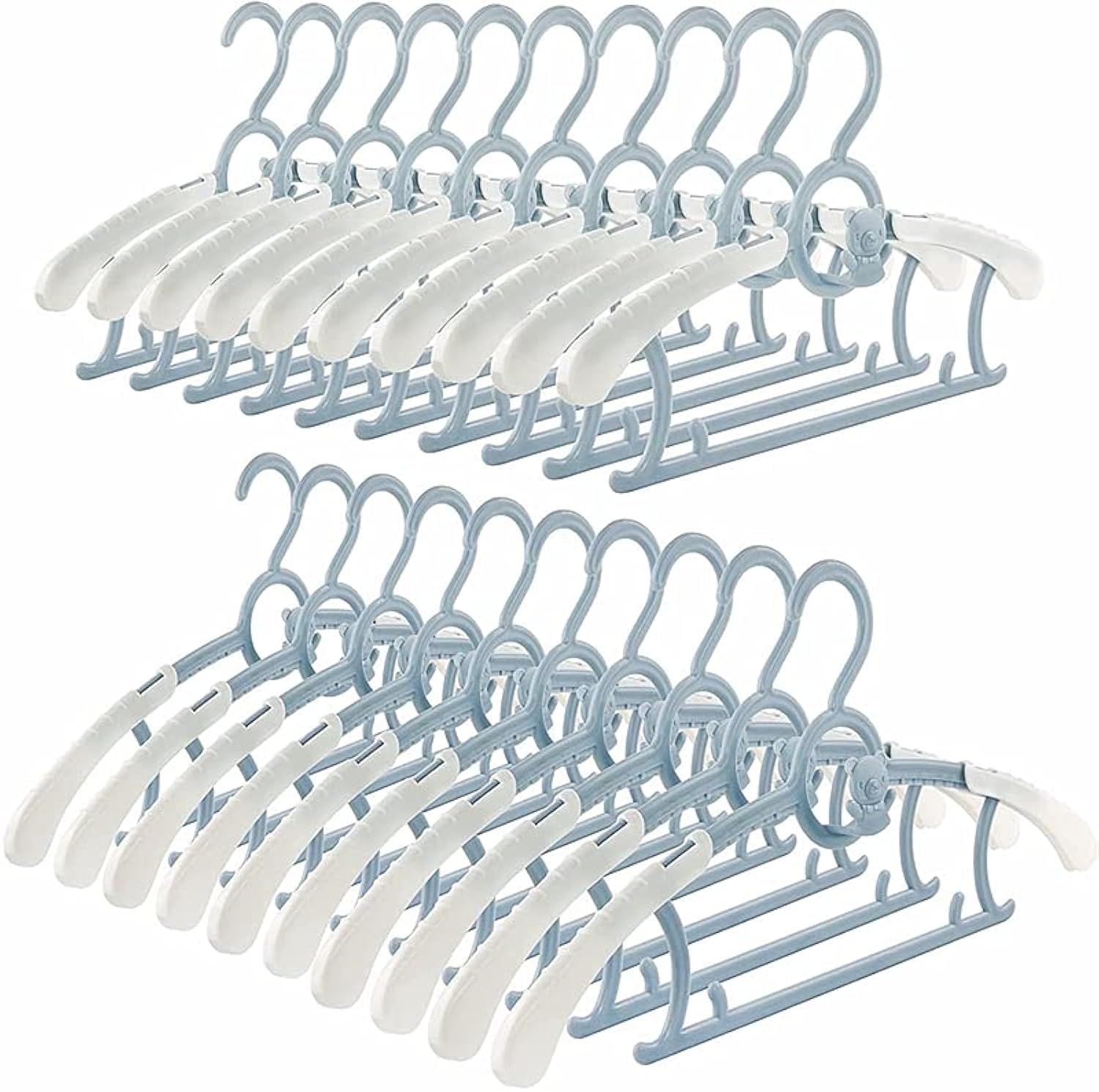 Spesh 20 Pcs Baby Clothes Hangers (28-36cm) Extendable Kids Nursery Coat Hangers Childrens Clothes-hangers for Babies,Toddlers and Teenagers(Blue)