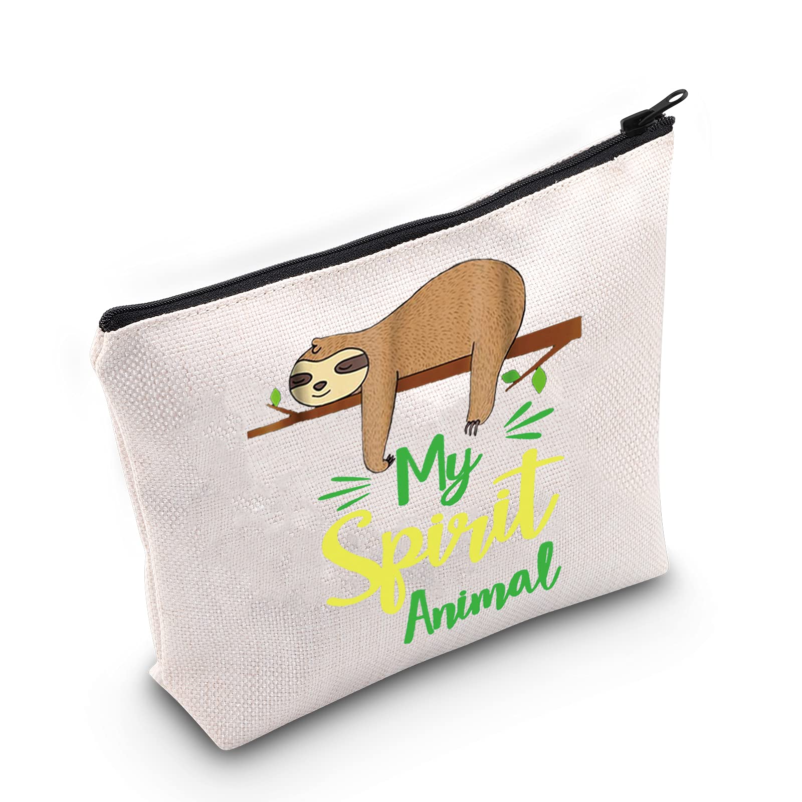 LEVLO Funny Sloth Cosmetic Make Up Bag Sloth Lover Inspired Gift My Spirit Animal Is A Sloth Makeup Zipper Pouch Bag For Women Girls, Spirit Animal Sloth, L, Makeup Bag