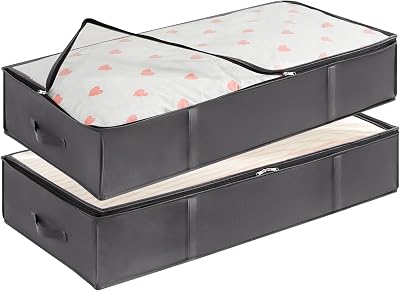 Lifewit 2 Pack 95L Under Bed Storage Boxes with Lid Grey