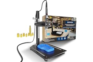 DACKZZM Vertical Heat Set Insert Tool Pressing Machine with 80w Soldering Iron Brass Threaded Inserts Tool M2-M8 Tip Adapter for 3D Printed Components DIY Plastic Parts