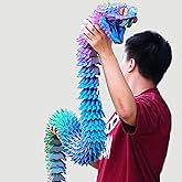 Super Large 3D Printed snake with a movable mouth,47.4inch,Flexible Realistic Articulated Animal Fidget Toys,Mystery Figurines Gifts ,Executive Desk Décor and Festival Collectible (colorfulA 79inch)