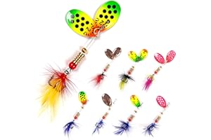 wondersee Fishing Spinners Trout Lures for Rivers Rainbow Trout Baits Pulsating Hackle Tail, Pack of 8