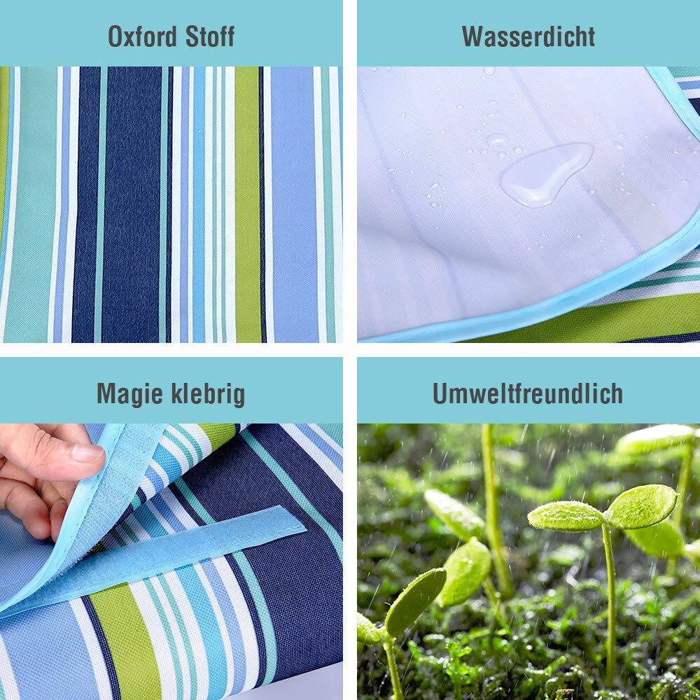 isYoung 200 x 145 cm XXL Picknickdecke Oxford Stoff wasserdicht mit Tragegriff Geeignet für Camping, Reisen und Strände (Blau)