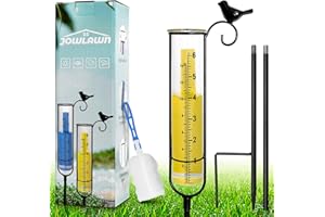 Jowlawn Rain Gauge, 6" Capacity Rain Gauge Outdoor Best Rated, Rain Gauges for Yard with Stake and Tube Brush, Decorative rain Measure Gauge for Lawn, Garden, Yellow