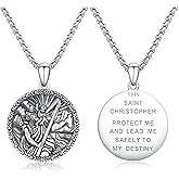 Hagkew Jesus Medal/Saint Michael/Saint Francis/Saint Necklace S925 Sterling Silver Seiyang Saint Necklace Amulet Medal Pendant Catholic Religous Protection Jewelry Gift for Men Women