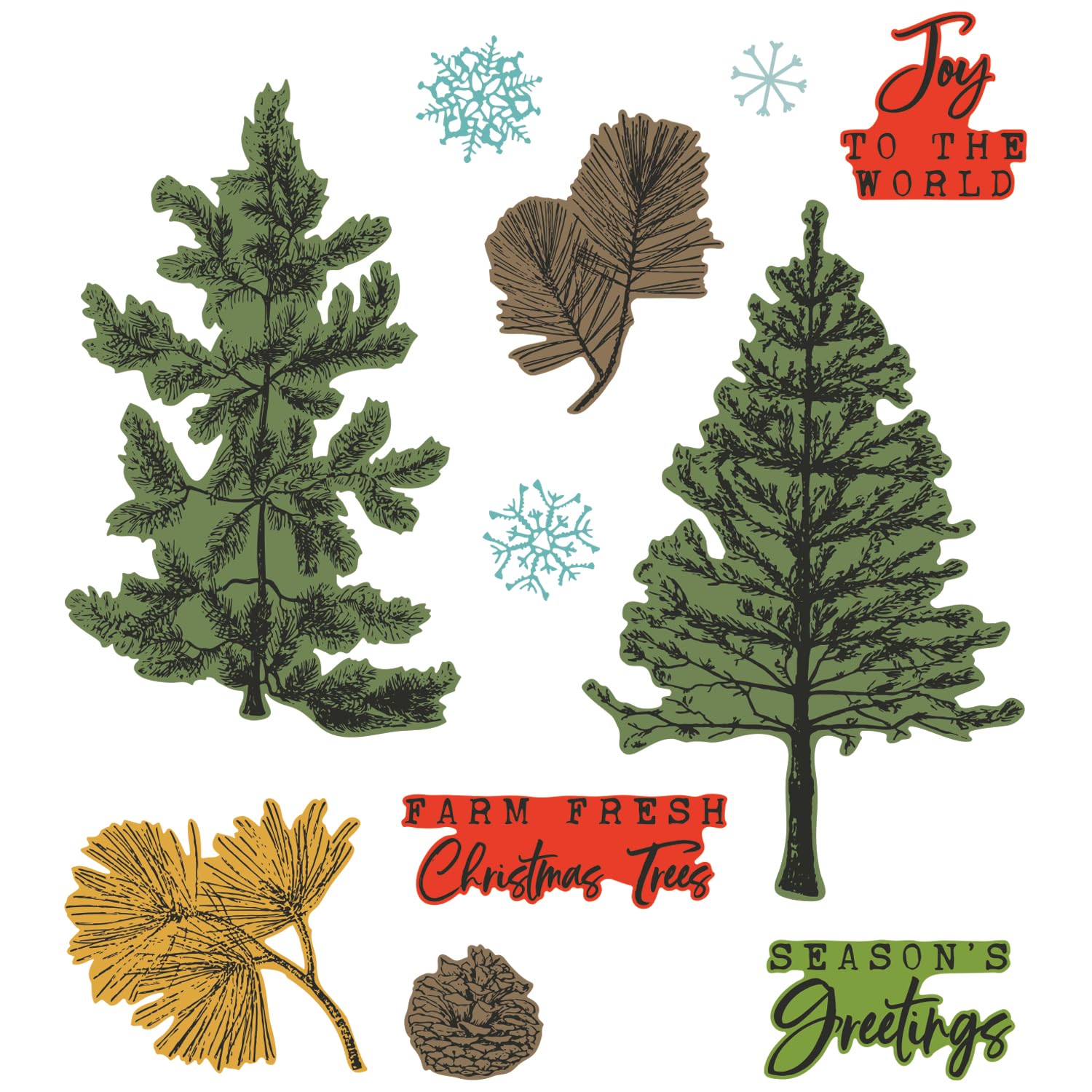 Sizzix A5 Clear Stamps w/Framelits Die Pine Holidays by 49 and Market