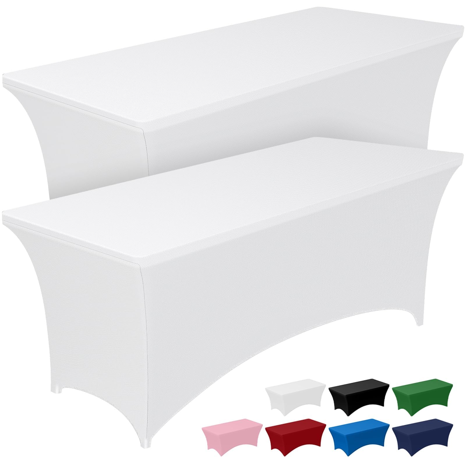 Photo 1 of Pureegg Spandex Tablecloth 6ft - 2 Pack, Fitted and Tight Cloth for Rectangle Table, Wrinkle-Free and Stretch Table Cover for Party, Wedding, Banquet and Birthday, White