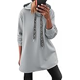 Fisoew Womens Casual Oversized Hoodies Loose Drawstring Long Sleeve Fleece Hooded Pullover Sweatshirts