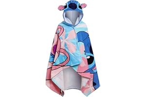 Disney Stitch Hooded Towel Angel Poncho 100% Cotton Kids Beach Towel Bath Towel Swimming Wrap Kids Changing Robe