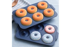 Vnray Large Silicone Donut Pan: 4 Inch Doughnut Pan with Metal Frame - Silicone Donut Molds for Baking Gluten Free Glazed Veg