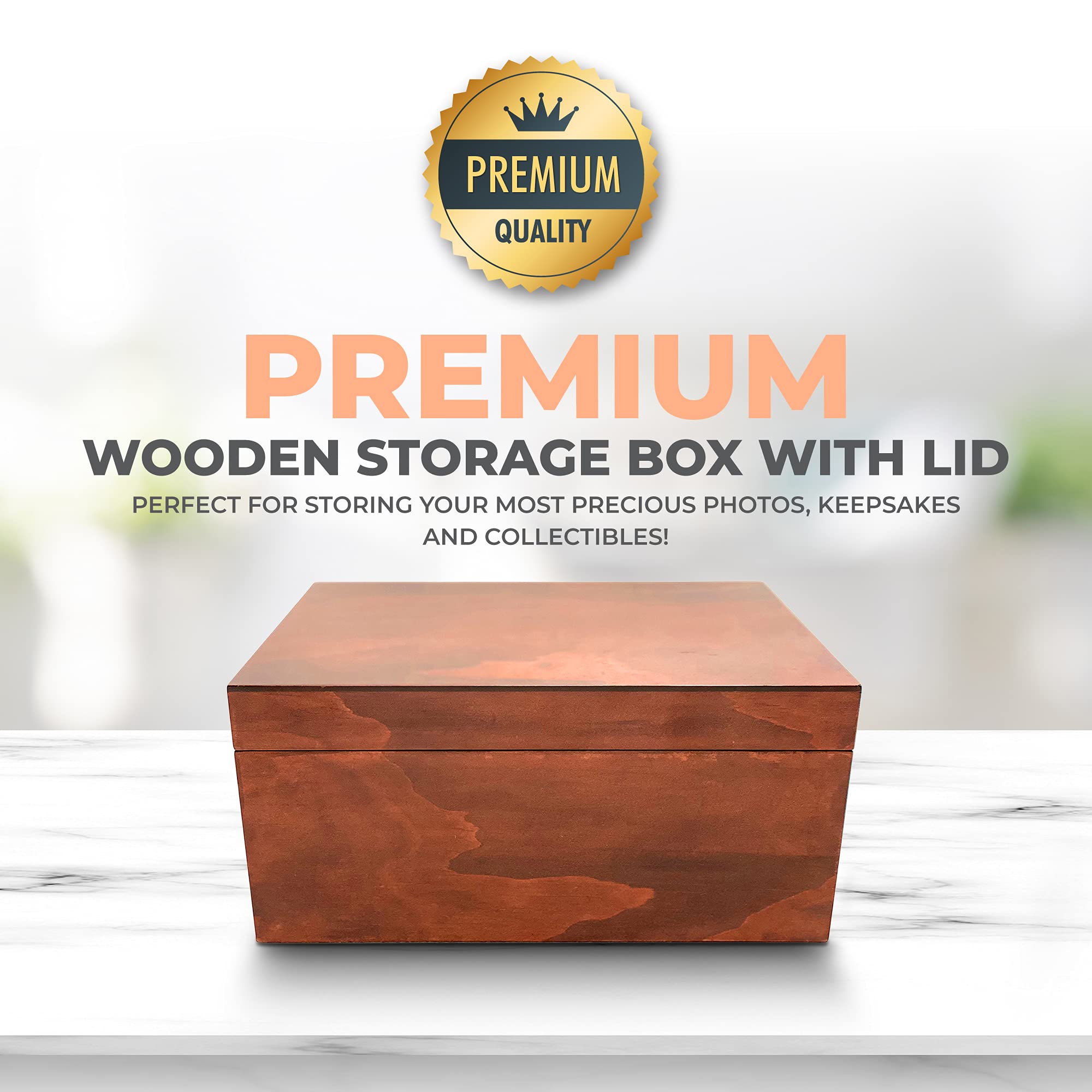 Mua Blake & Lake Large Box with Hinged Lid - Wood Storage Box with Lid ...