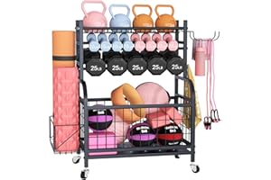 Azheruol Ball Storage Cart Multifunctional Home Gym Organizer Removable Storage Rack For Dumbbells Kettlebells and Strength Training Fitness Equipment, Storage For Home Exercise Equipment