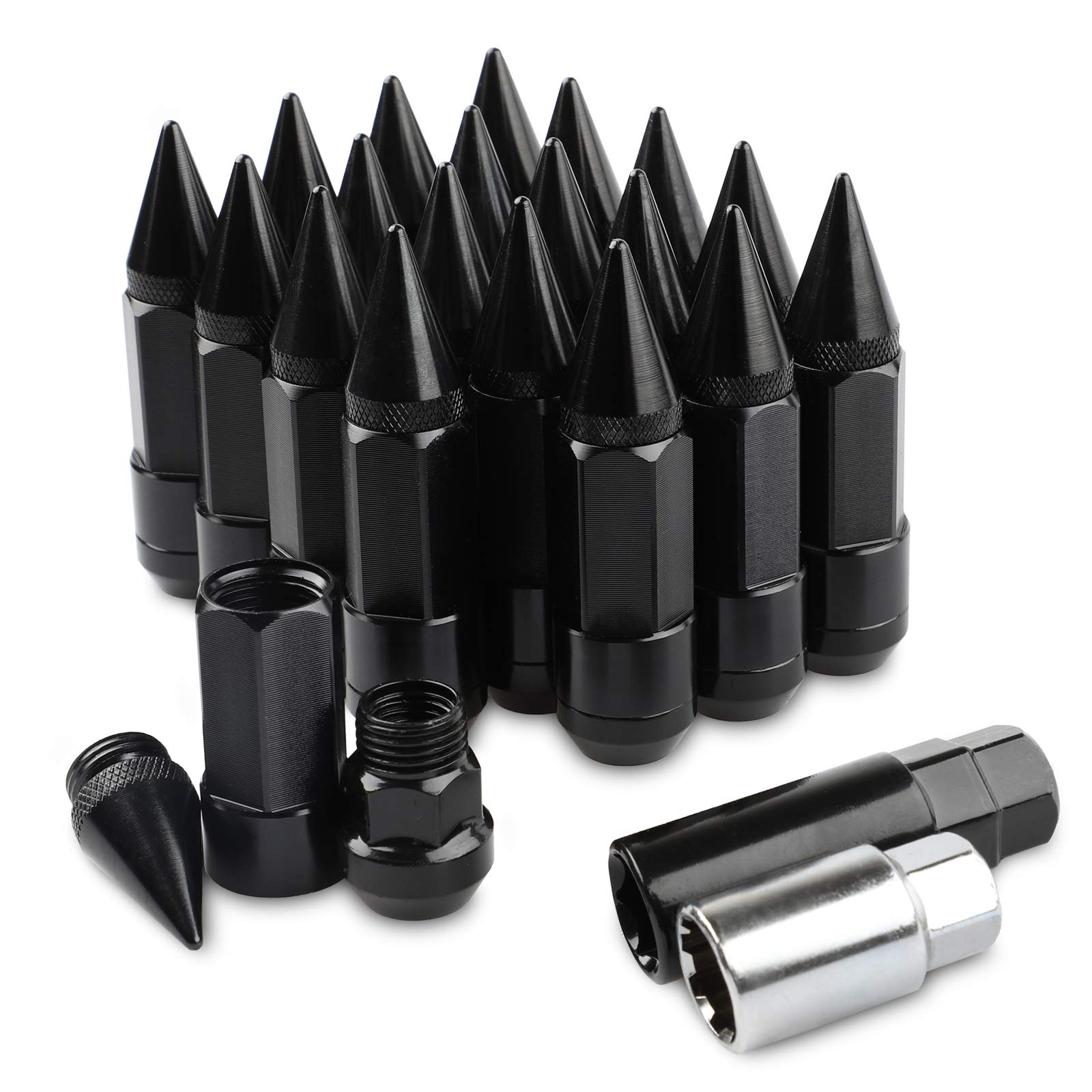 Photo 1 of 20Pcs Anti Theft Spikes Extended Tuner Wheel/Rims Lug Nut M12X1.5+Socket (Black)