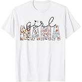 Girl Mama Mom Girls Floral Mothers Funny Vintage Womens T-Shirt