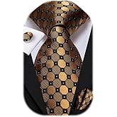 Dubulle Mens Tie Set Solid Paisley Silk Striped Necktie for Men with Cufflinks Tie and Pocket Square