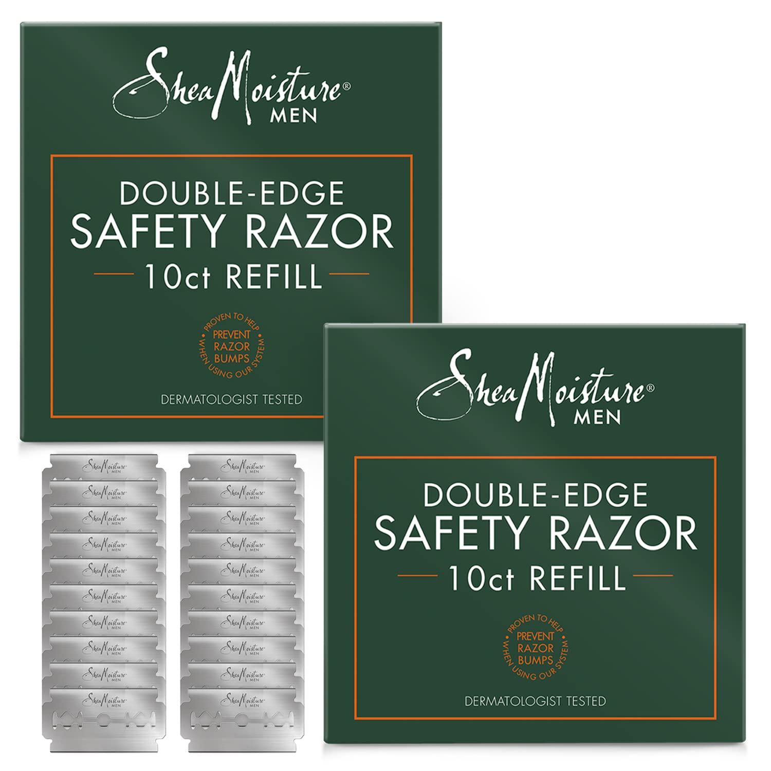 Men, Double Edge Razors for Men to Refill Double Edge Safety Razor, Platinum Coated, Stainless Steel, Individually Wrapped, 2 Pack - 10 Razor Blades per Box