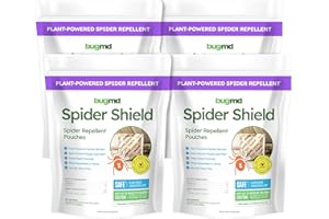 BugMD Spider Shield Repellent Pouches (4 Pack, 16 Pouches) Plant-Based Indoor & Outdoor Spider Repellent | Safe for Pets & Family | Natural Citronella, Rosemary & Lemongrass Oils