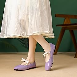 Hee grand Bowknot Mary Jane Flats for Women Shiny