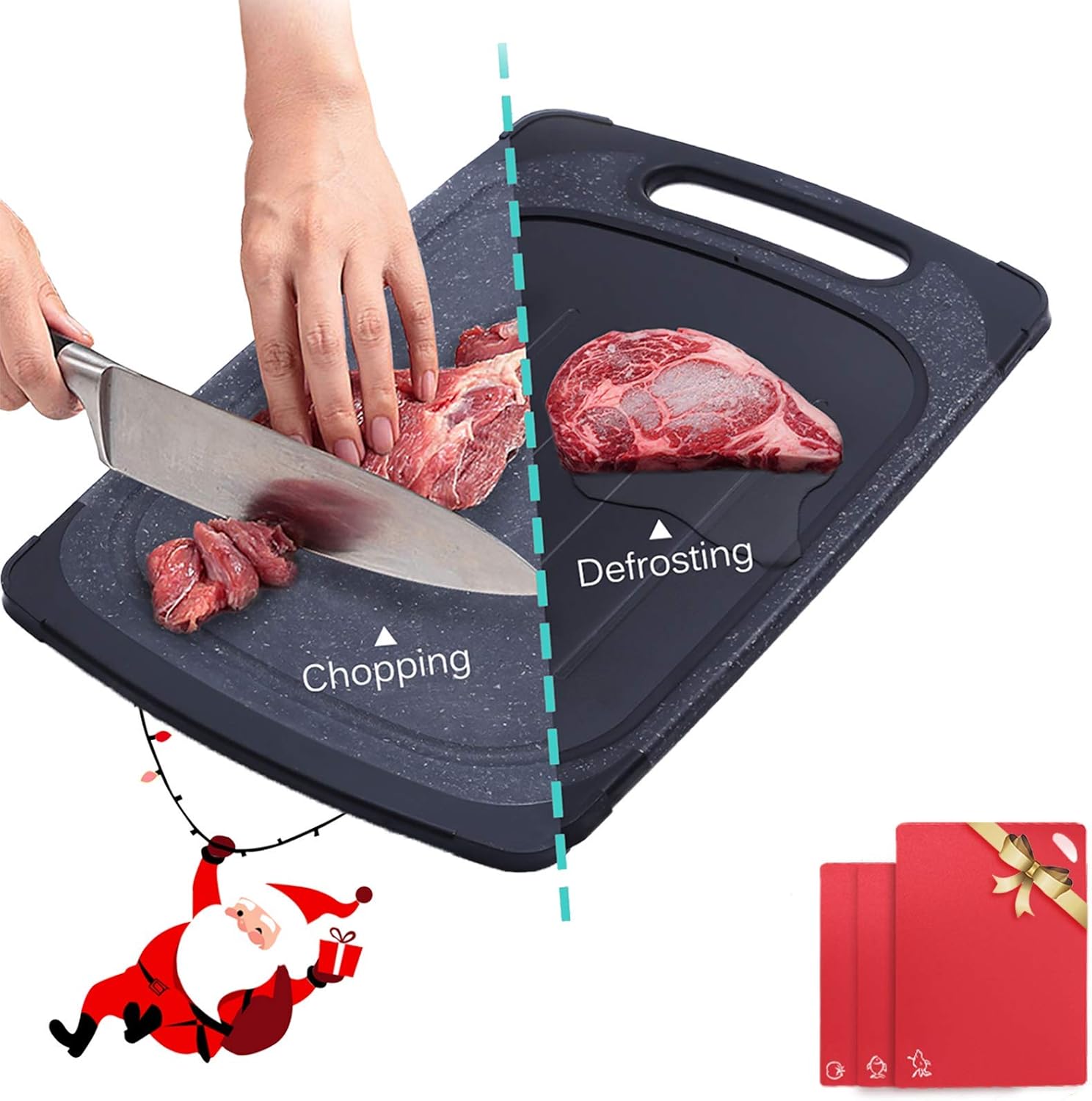 GEMITTO Defrosting Tray/Cutting Board 2 in 1, Thawing Plate Chopping